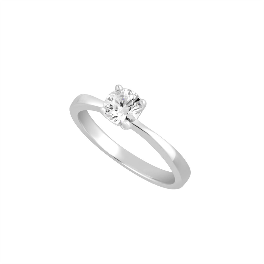 Silver Cubic Zirconia Solitaire Ring