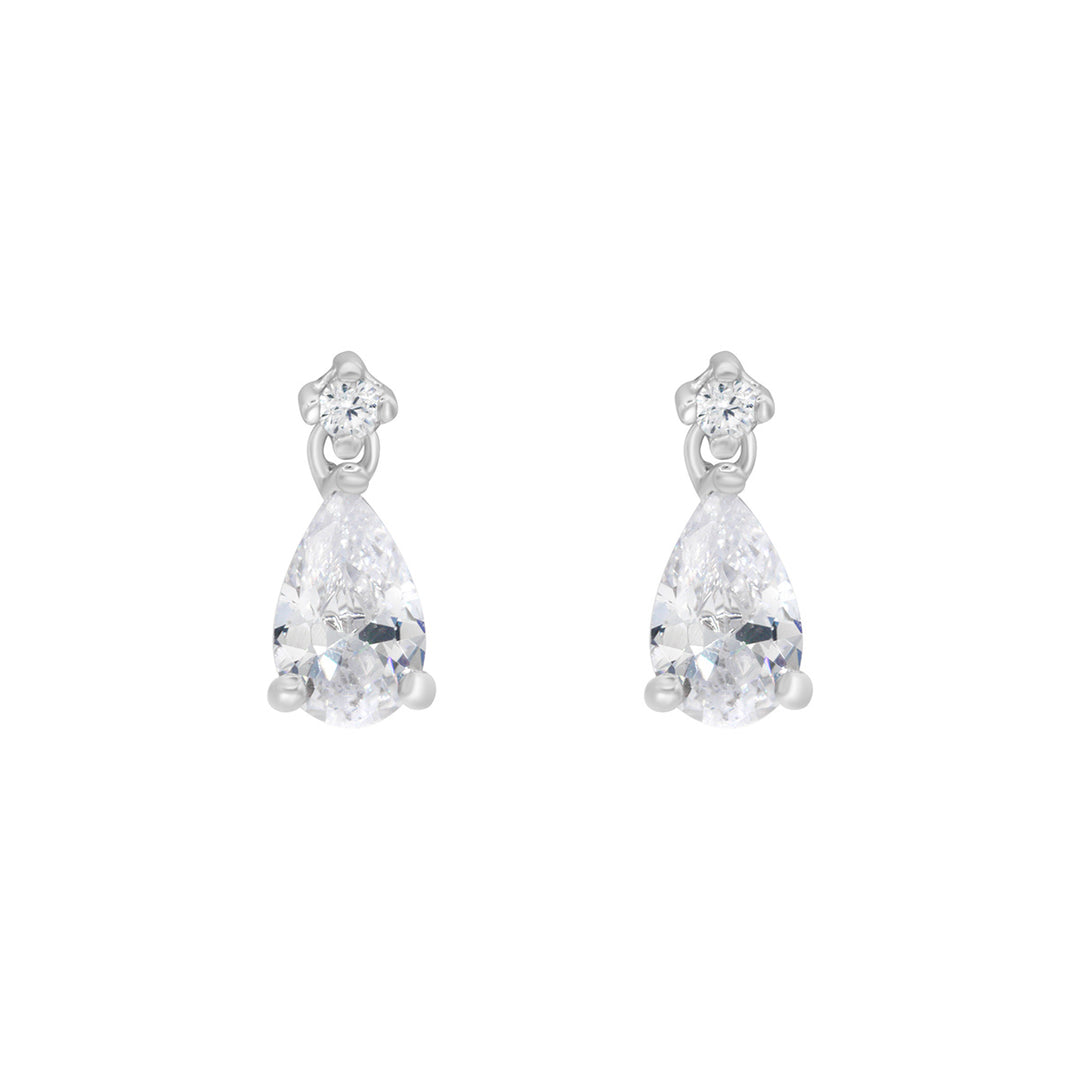 Silver Small CZ Drop Earrings