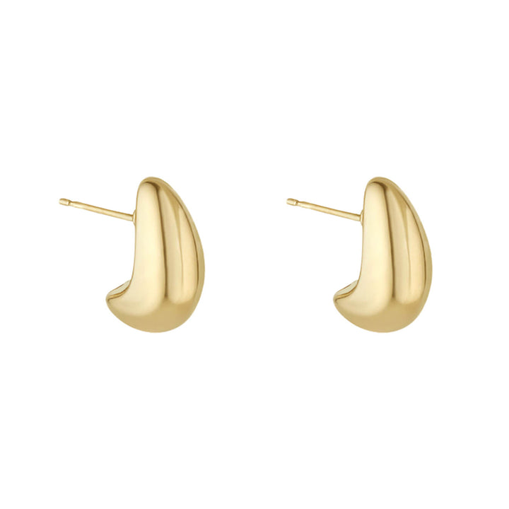 gold plated chunky teardrop earrings on white background