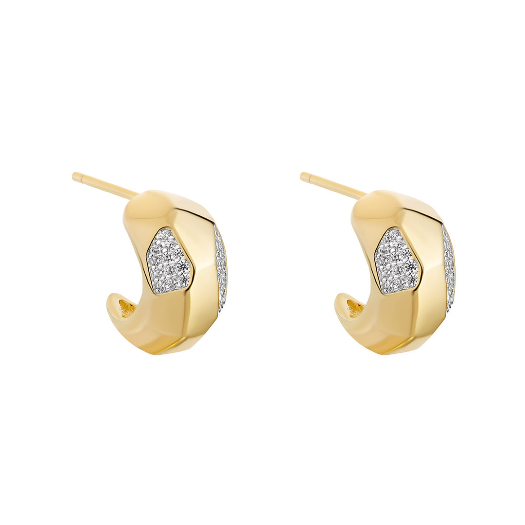 Stock image of gold plated hoop earrings with cz from NJO Designs