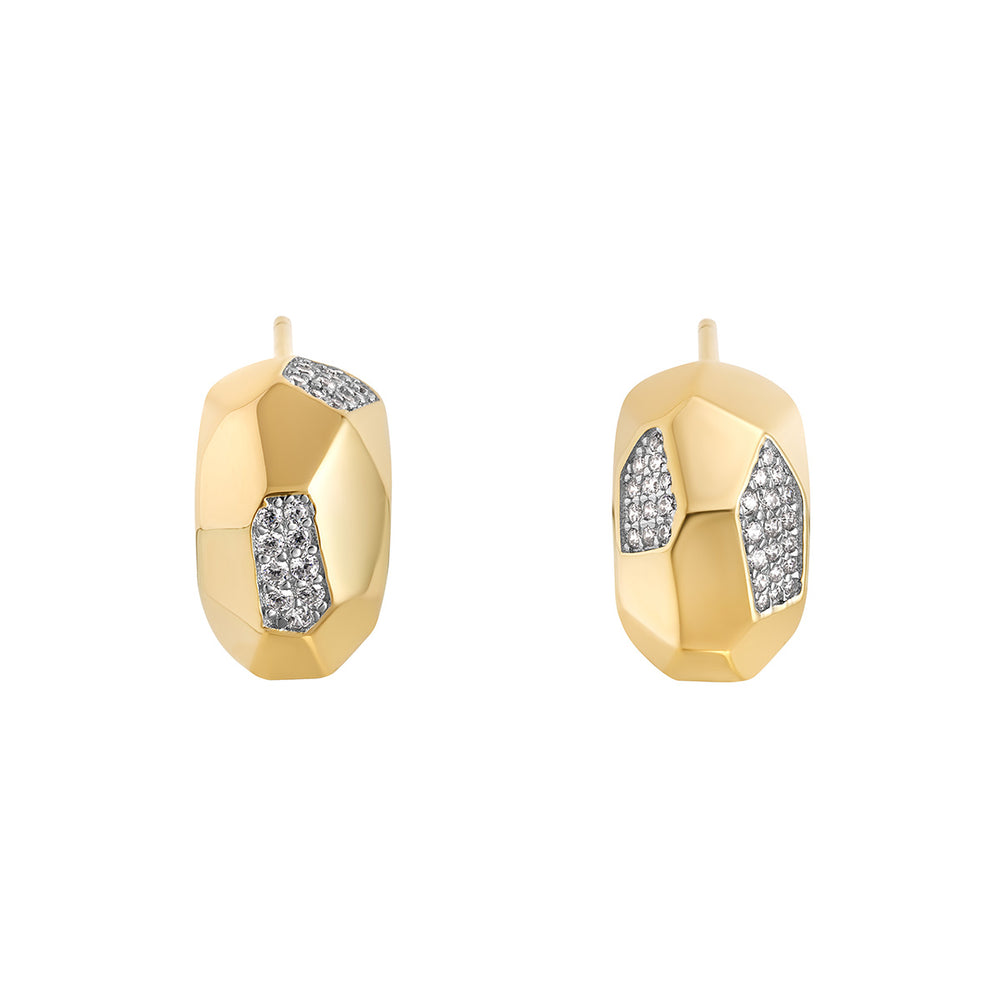 Stock image gold plated hoop earrings with cz from NJO Designs