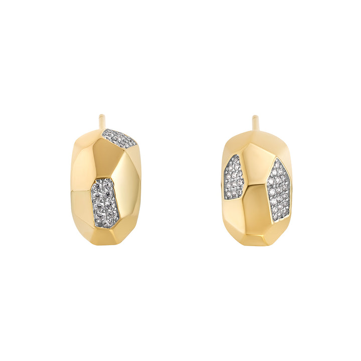 Stock image gold plated hoop earrings with cz from NJO Designs