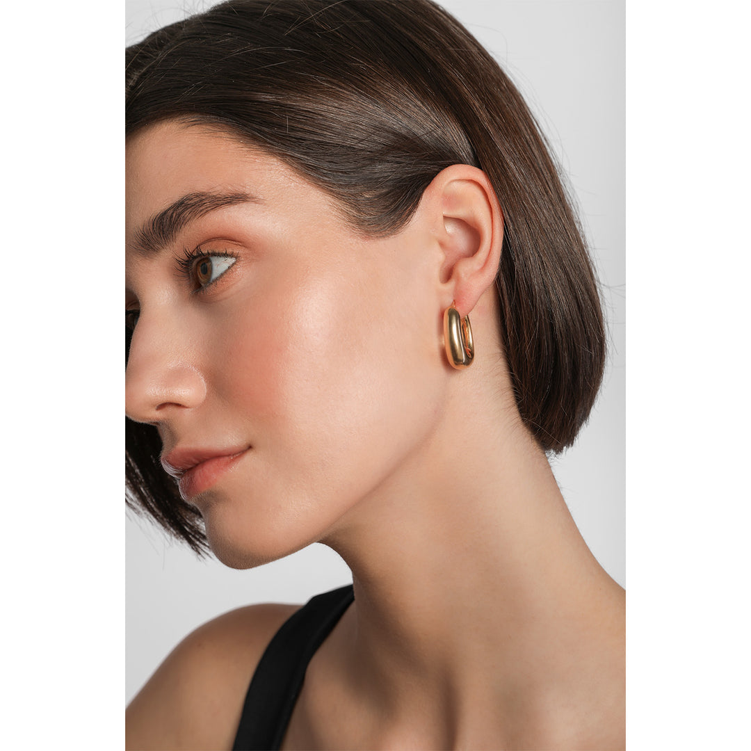 Silver Chunky Oval Hoop Earrings