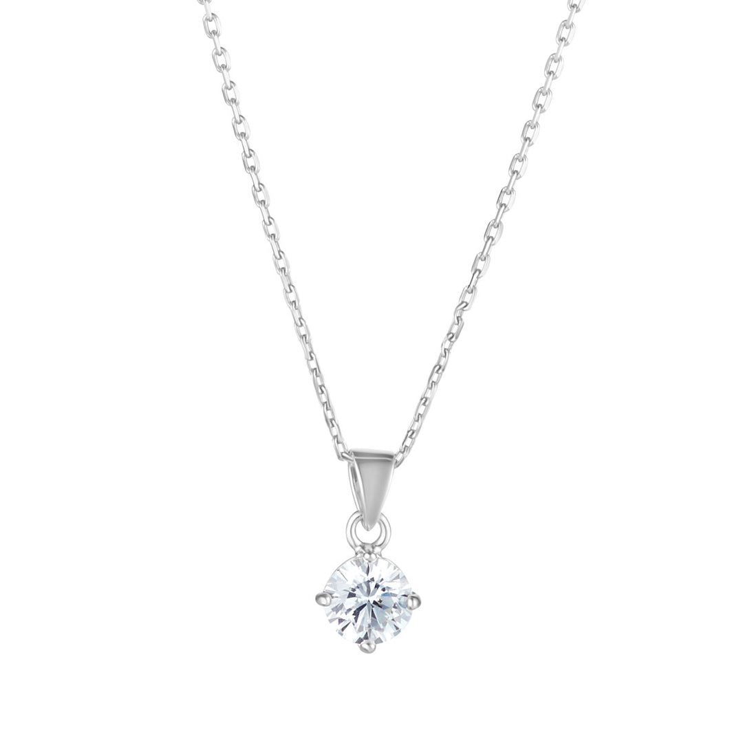 Silver CZ Solitaire Pendant