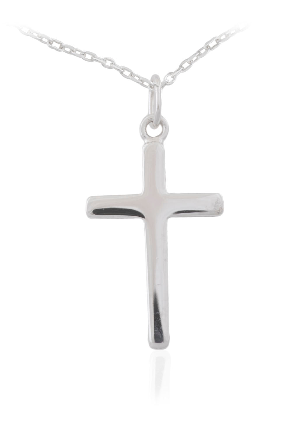 silver medium plain cross pendant on white background
