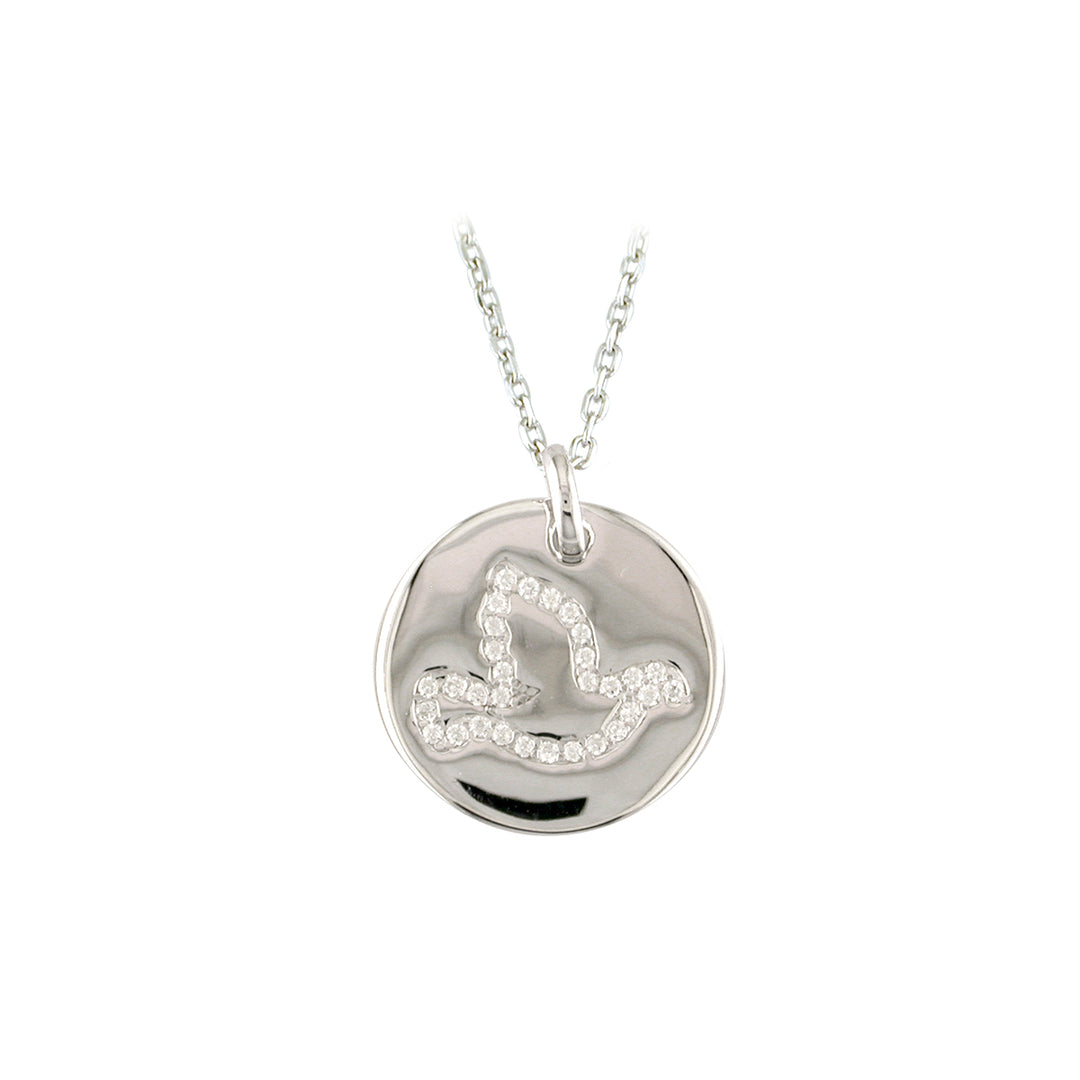Silver CZ Dove Disc Pendant