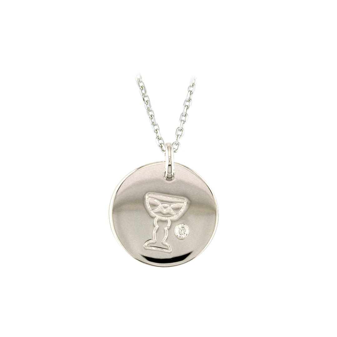 Silver CZ Chalice Disc Pendant