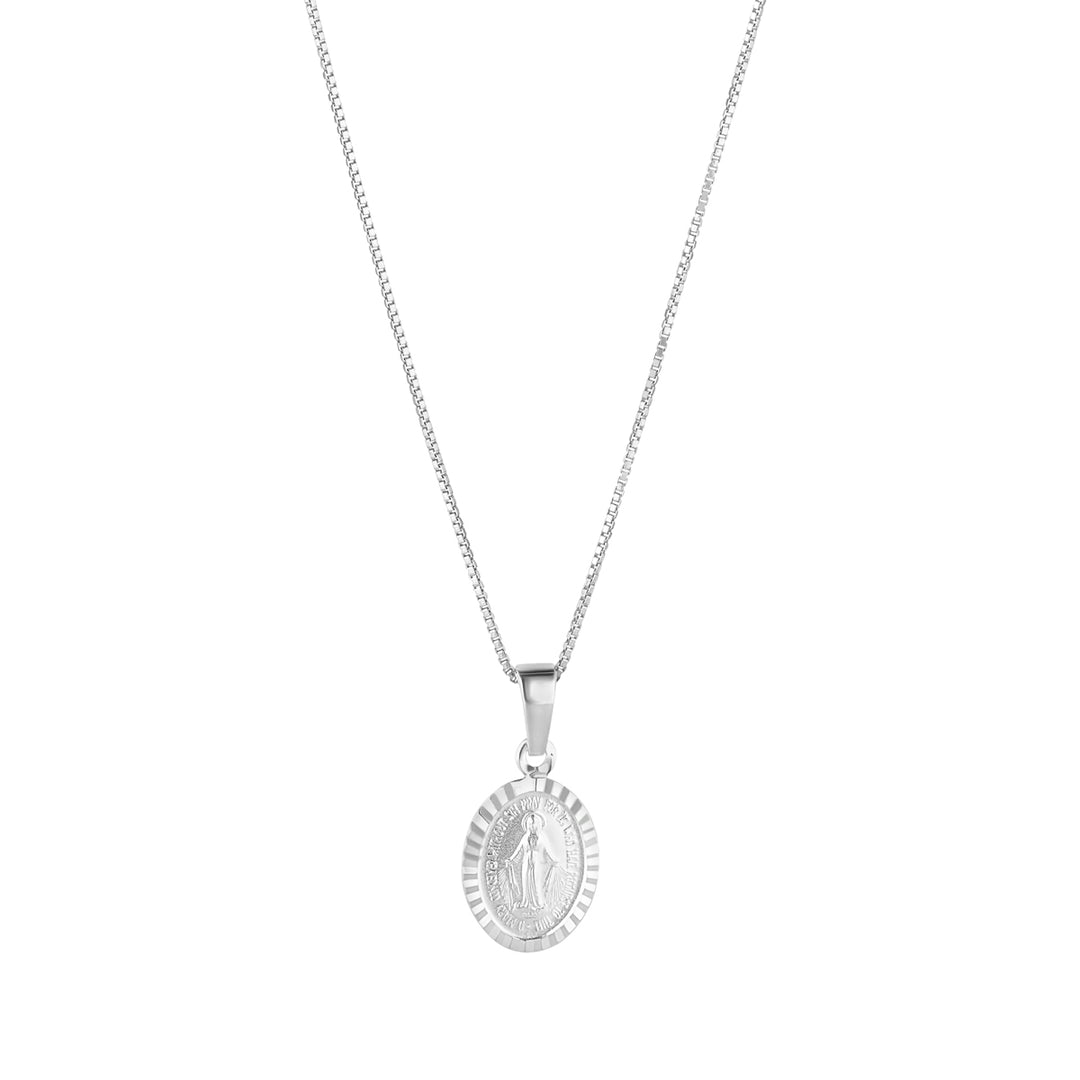 Silver Small Miraculous Medal Necklace