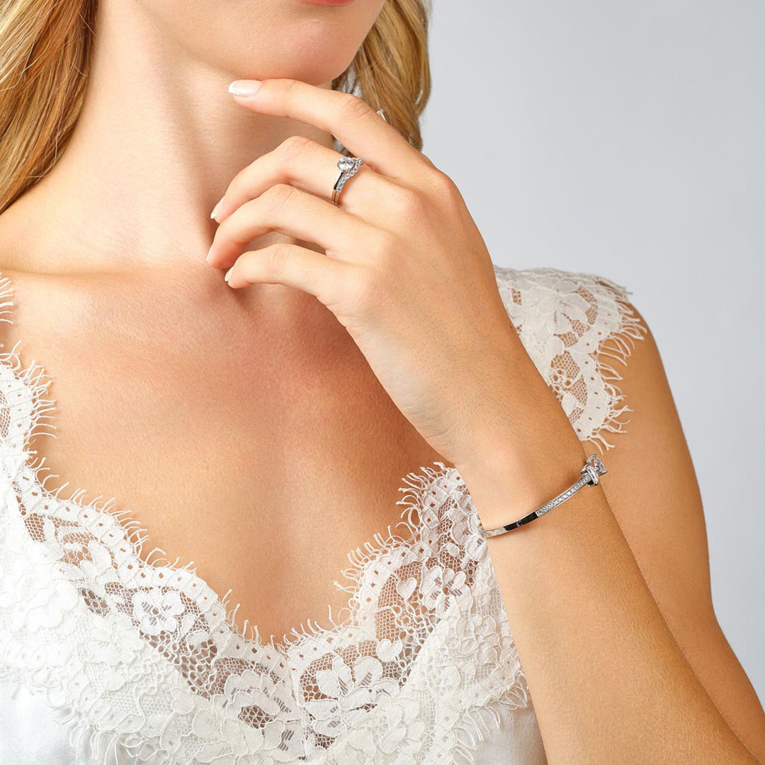 Silver Cubic Zirconia Bow Bangle