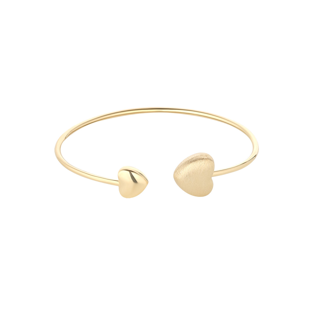 Double Heart Open Bangle