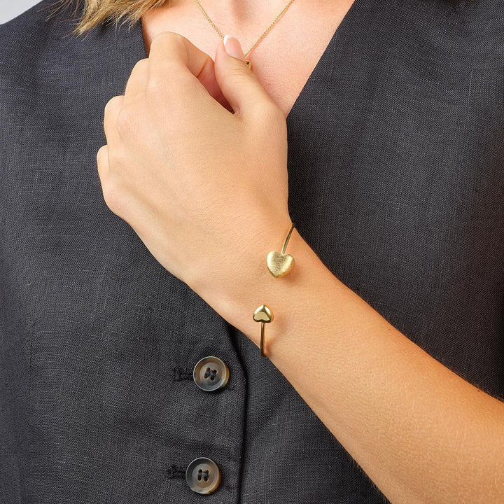 Gold Plated Double Heart Open Bangle