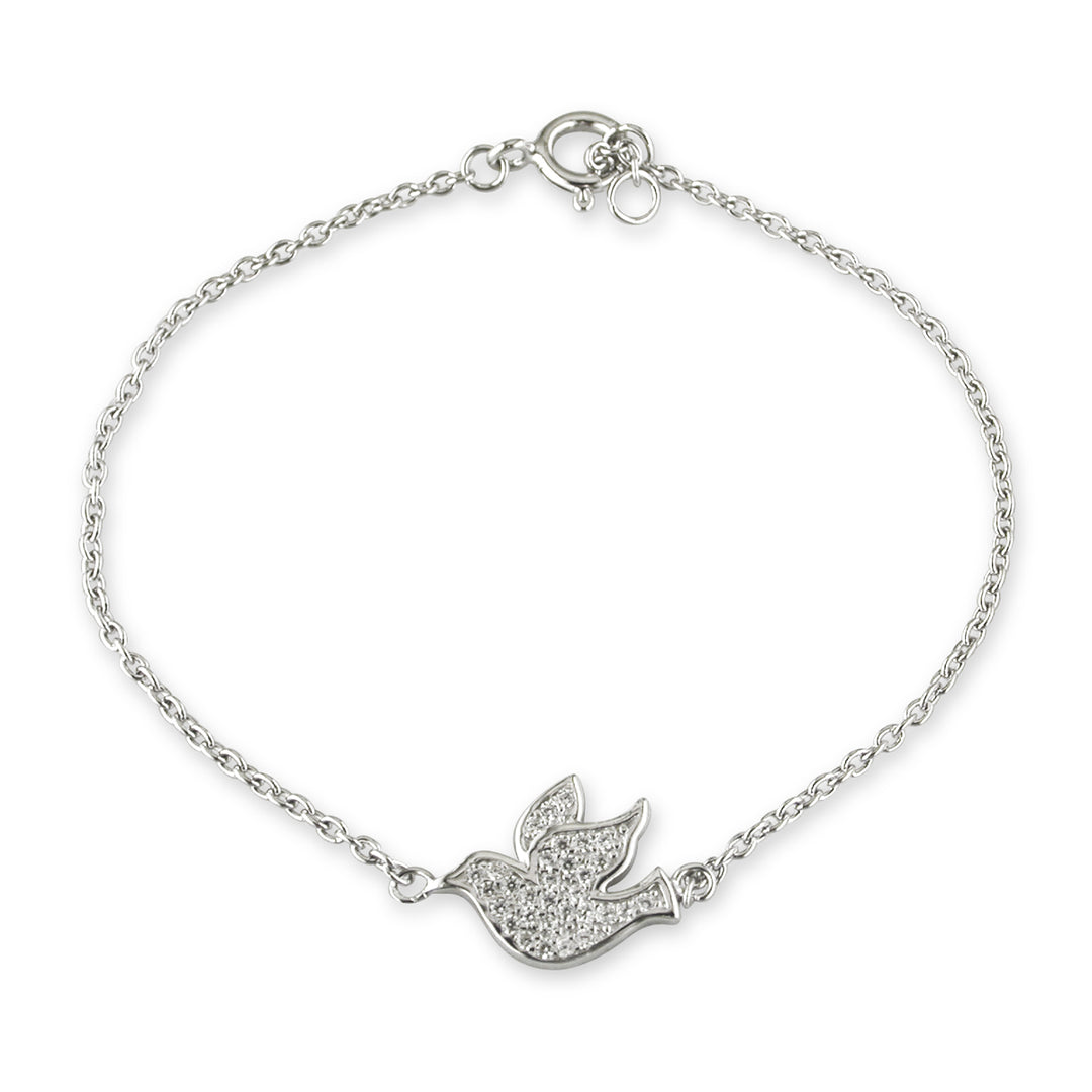 Silver CZ Dove Bracelet