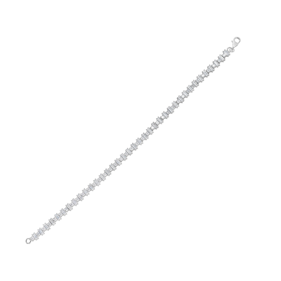 Silver Art Deco Cz Tennis Bracelet