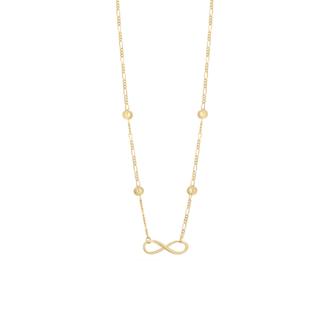 gold plated infinity link necklace on white background