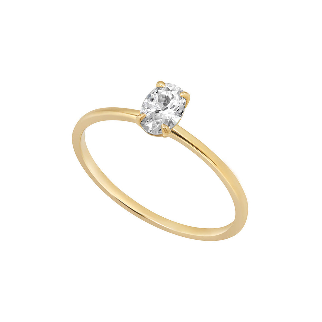 9ct gold oval cz ring on white background