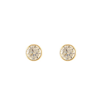 Gold 4mm CZ Rubover Stud Earrings