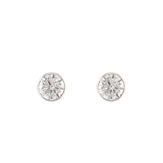 White Gold CZ 4mm Rubover Stud Earrings