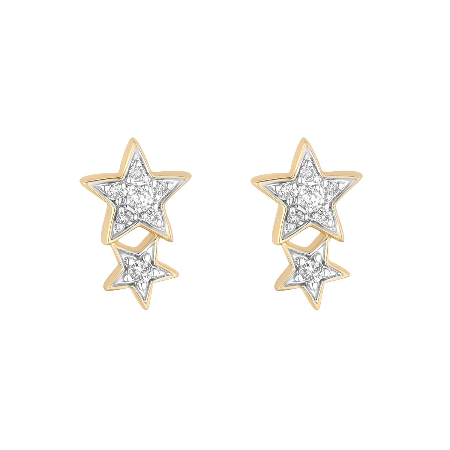 STEPHANIE ELLIS | DIAMOND DOUBLE STAR STUD EARRINGS | 14K GOLD