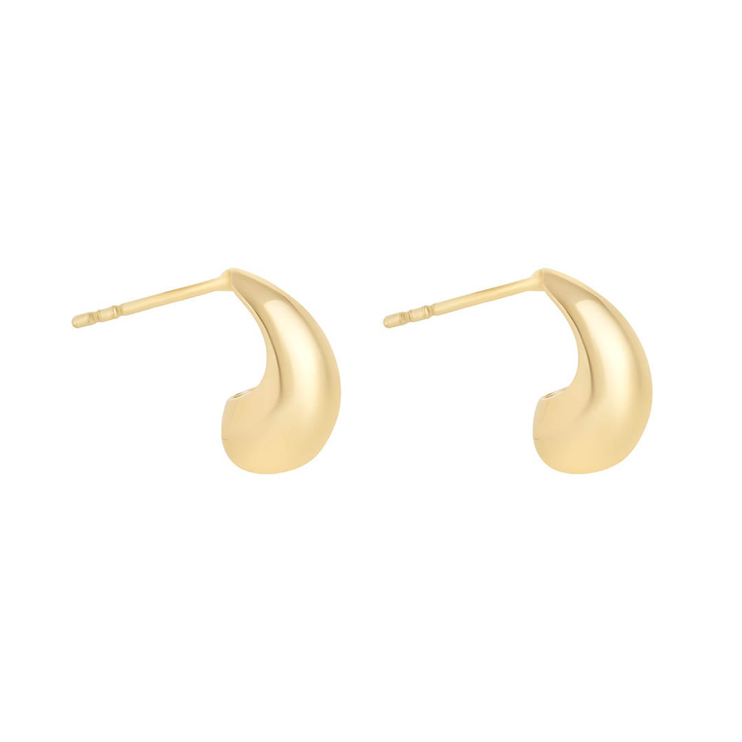 9ct gold balbous teardrop earrings on white background