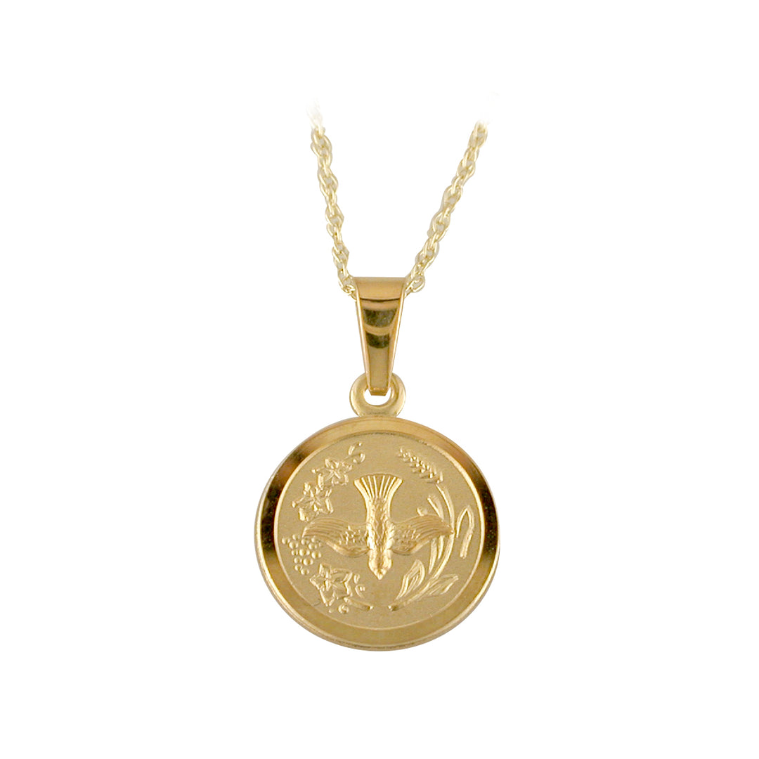 Gold Small Dove Medal Pendant