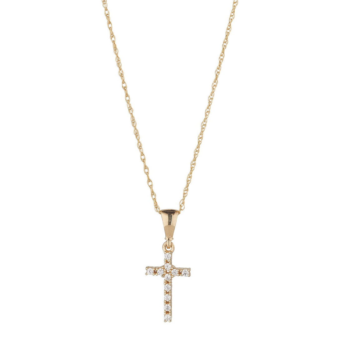 9ct Gold Small CZ Cross Necklace