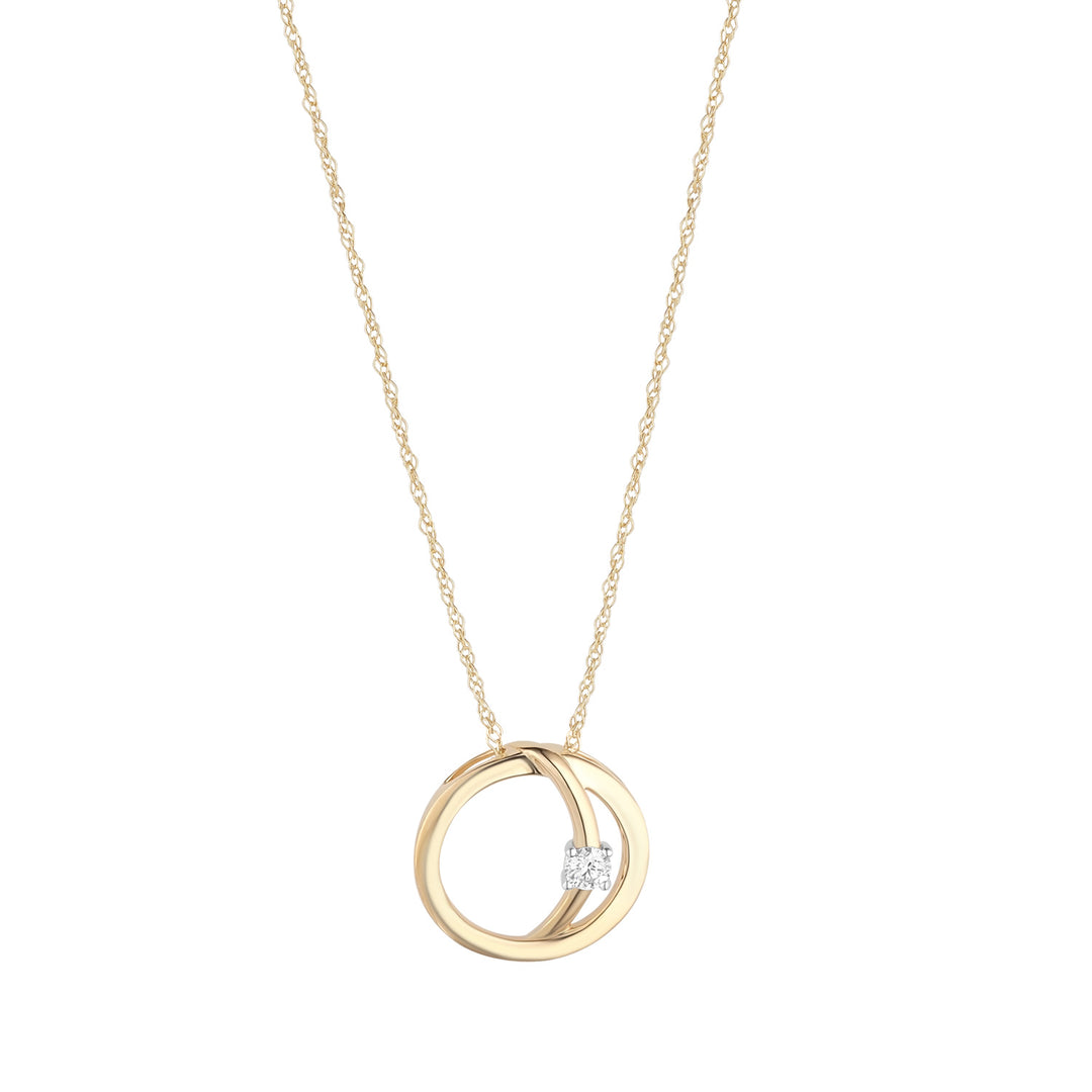 9ct gold diamond circle pendant on white background