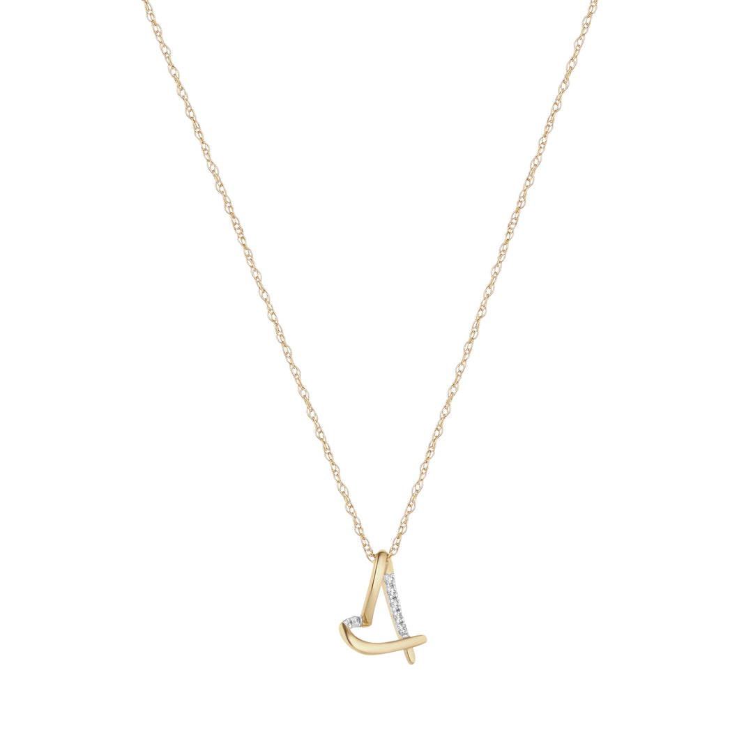 9ct gold diamond heart pendant on white background