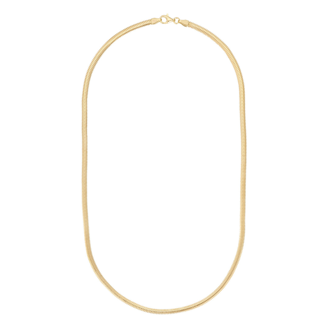9ct gold snake chain necklace on white background
