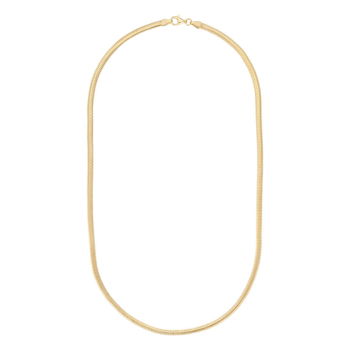 9ct gold snake chain necklace on white background