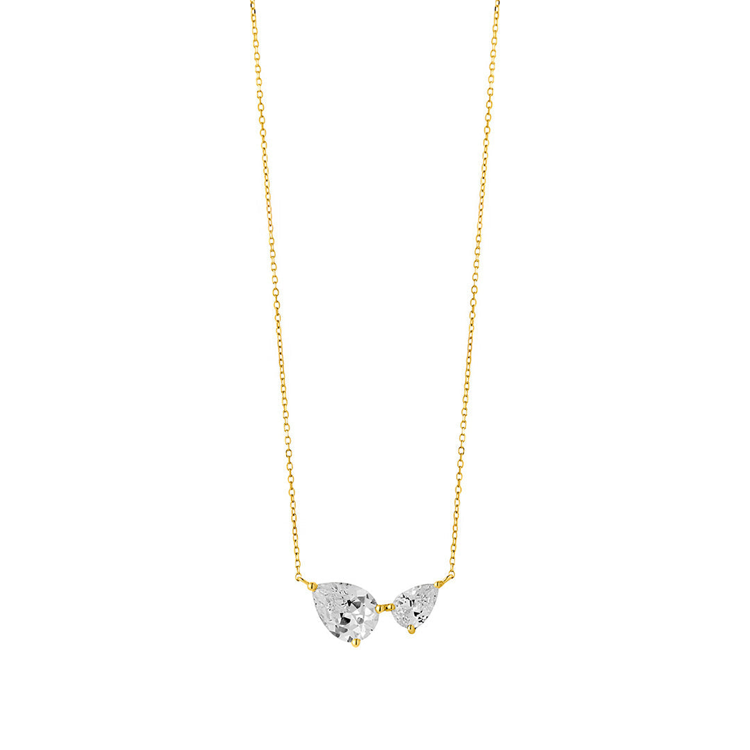 9ct gold cz pear necklace