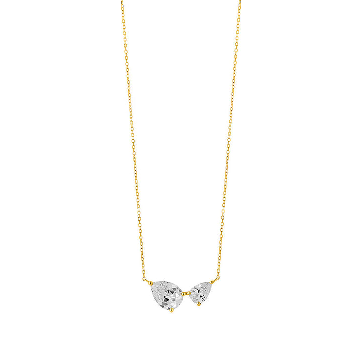 9ct gold cz pear necklace
