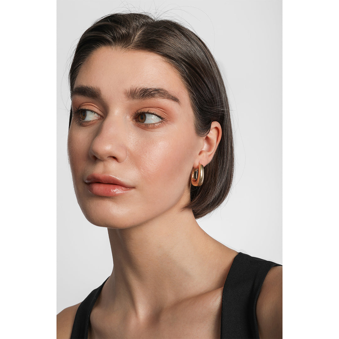 Gold Plated Chunky Oval Hoop Earrings