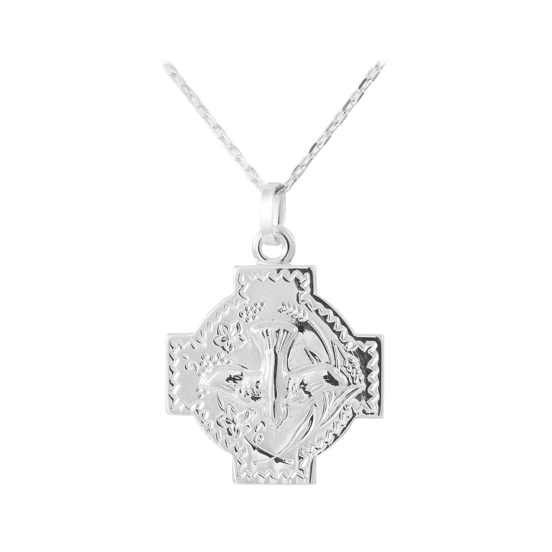 silver dove confirmation medal on white background