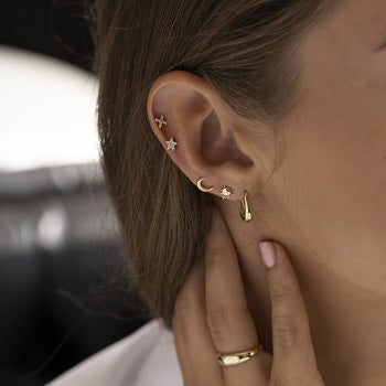 model wearing ear piercings