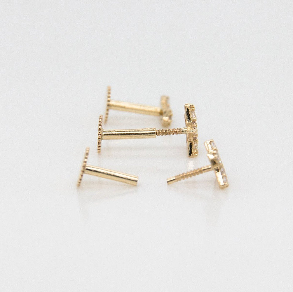 9ct gold screw back single piercing earrings