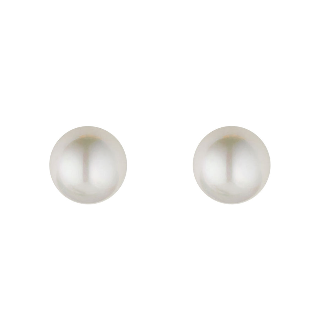 pearl stud earrings on white background