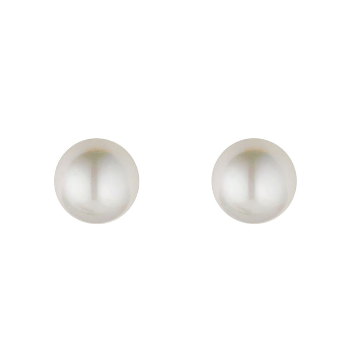 pearl stud earrings on white background