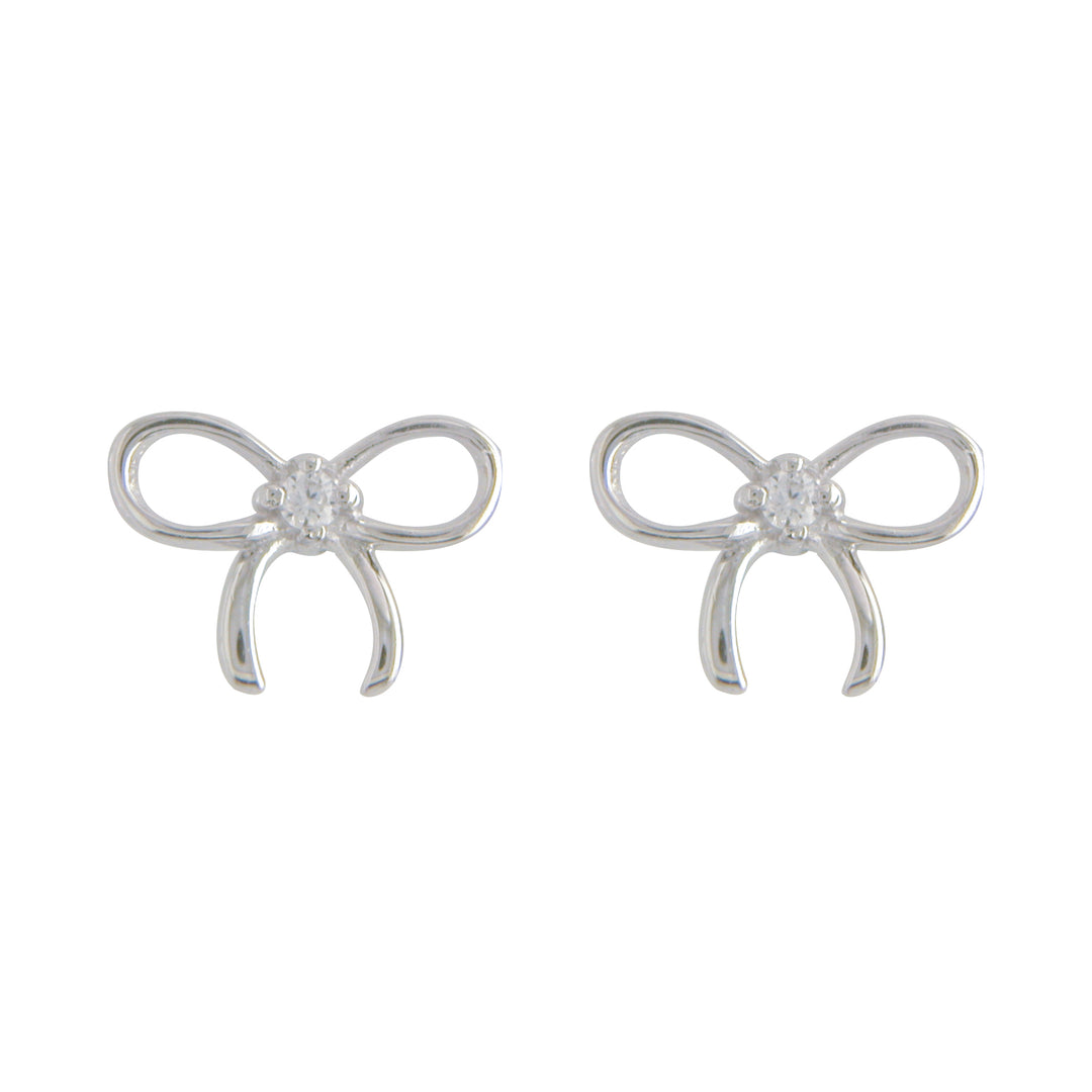 Silver bow stud earrings from NJO