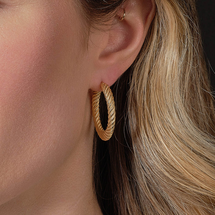Gold Large Croissant Hoop Earrings