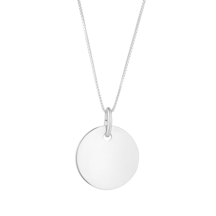 silver solid 17mm engravable necklace on white background