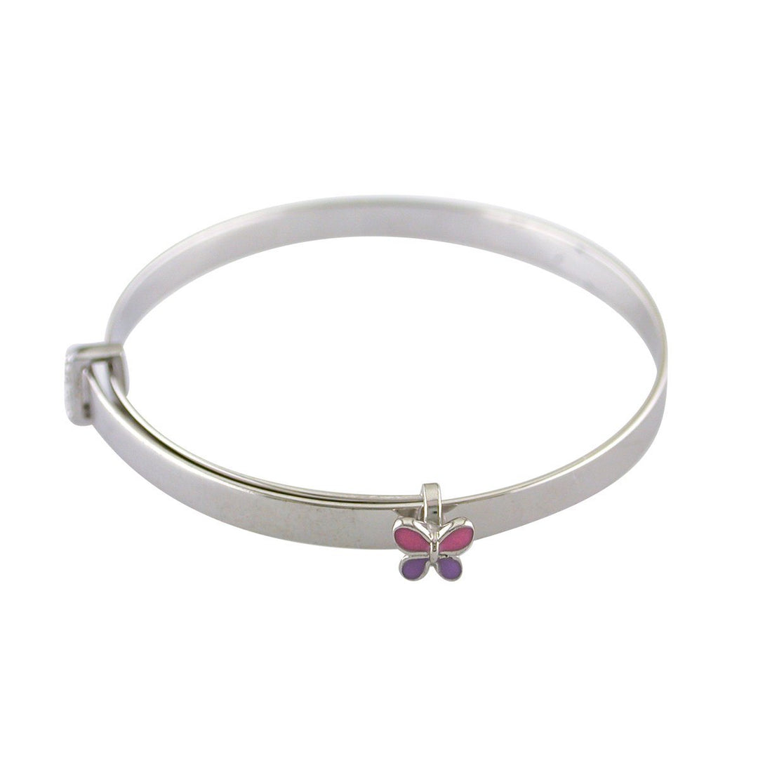 sterling silver butterfly baby bangle on white background