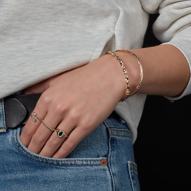 Gold Plated Ribbon Twist Bangle