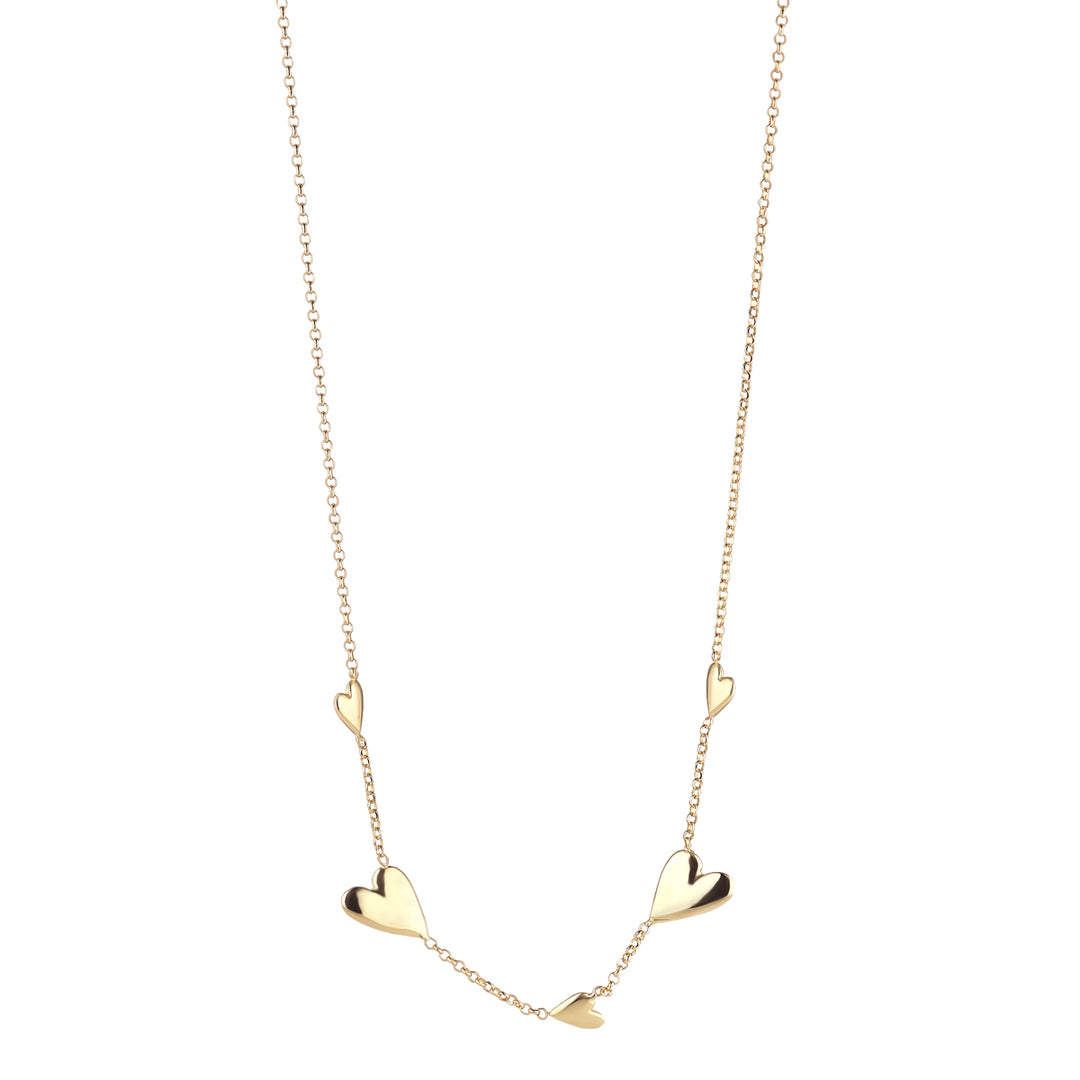 gold plated all my love heart necklace on white background
