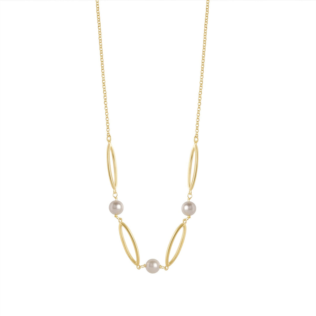 Oval Link Pearl Necklace