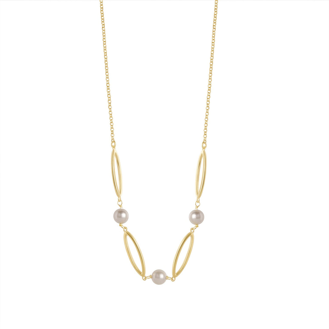Stock image of Gold Plated Oval Link Pearl Necklace from NJO Designs