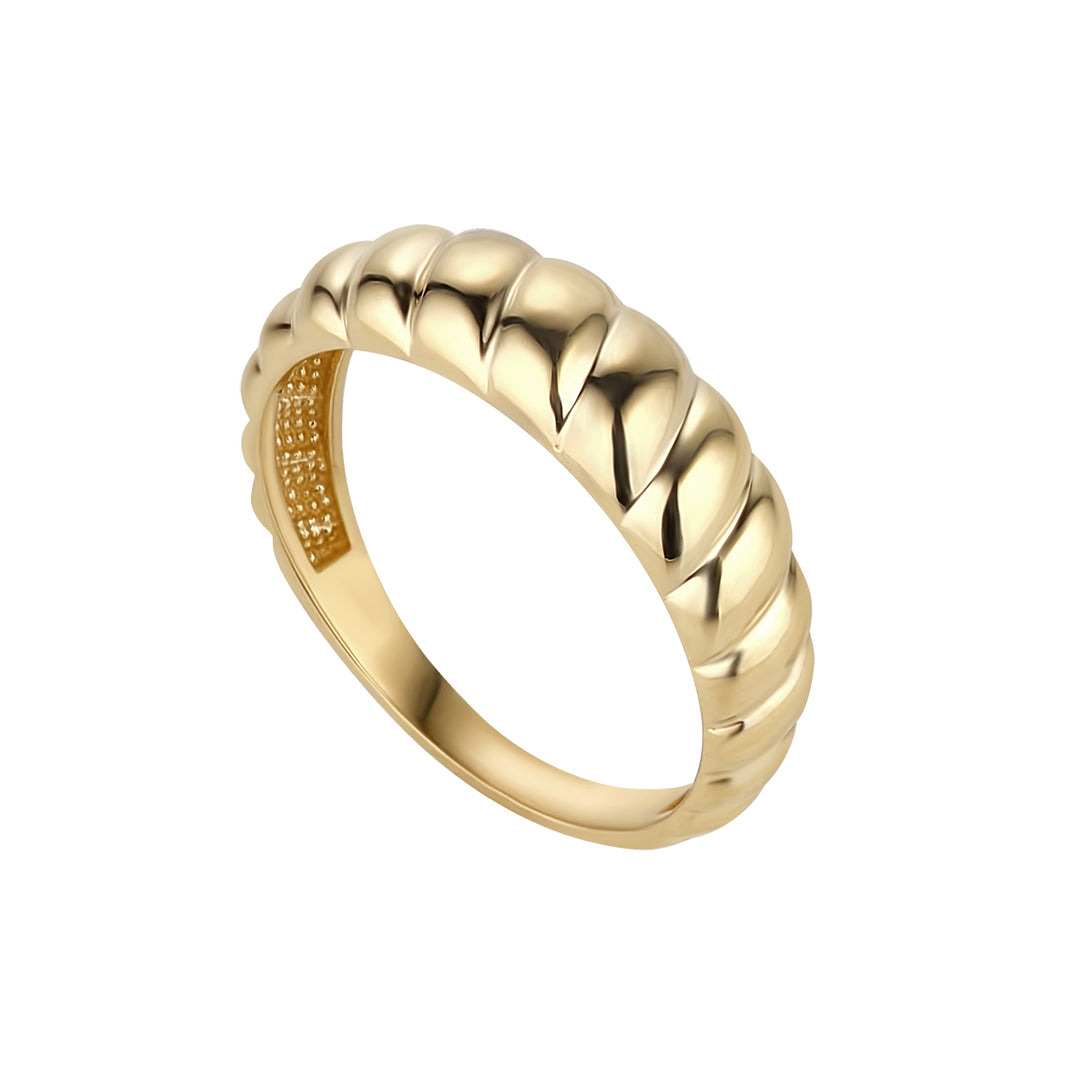 9ct gold croissant dome ring on white background