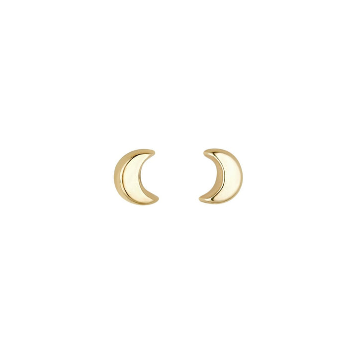 9ct gold moon stud earrings on white background