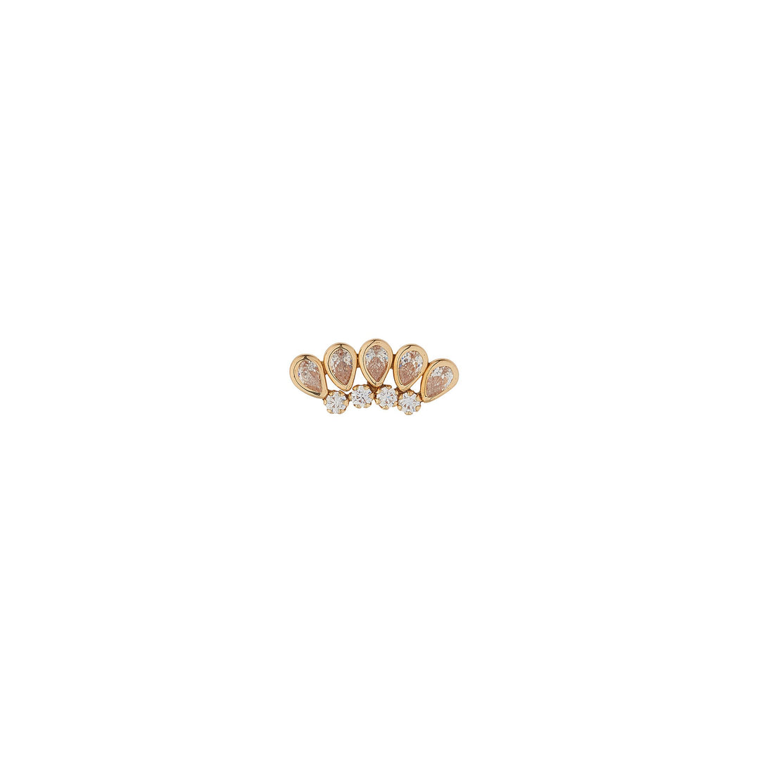 9ct gold cubic zirconia garland piercing earring on white background