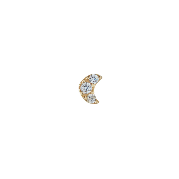 9ct gold cubic zirconia moon piercing earring on white background