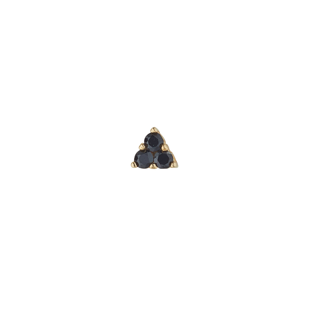 9ct gold black cubic trinity piercing earring on white background